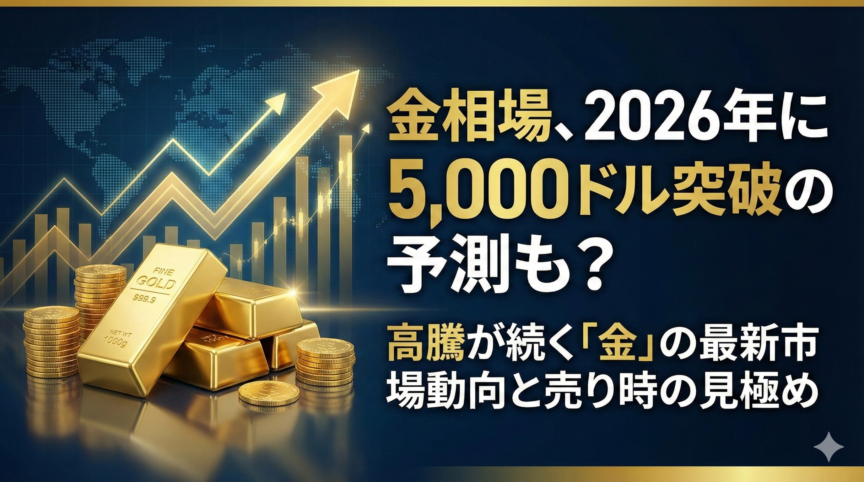 金相場、2026年に5,000ドル突破の予測も？高騰が続く「金」の最新市場動向と売り時の見極め – レガロス高幡不動駅前店 | 金 ・ダイヤモンド・貴金属・ブランドの高価買取専門店